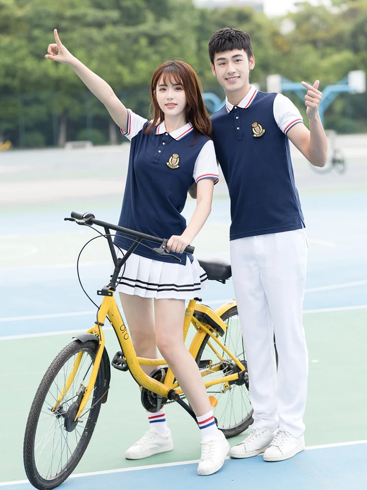

Summer Japanese Korean School Uniform Jk Uniform Class Uniforms Sailor Suit Tops+skirt+tie College Wind Suit Polo Shirt Uniforms