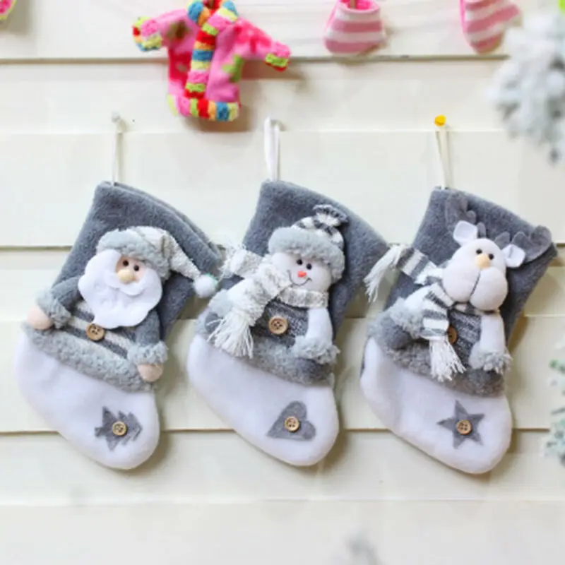 Christmas Sock Gifts Xmas Tree Decor Stockings Pendant Ornaments Kids Candy Bag Gift Home Mini Bags |