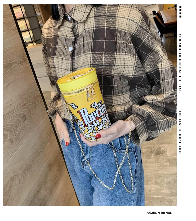 Yellow Popcorn Pattern Fashion Pu Leather Young Girl's Chain Bag Purses and Handbags Shoulder Women Casual Tote Pouch | Багаж и сумки
