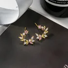 Серьги-гвоздики с кристаллами женские, классические корейские элегантные геометрические украшения с кристаллами, бижутерия, 2020