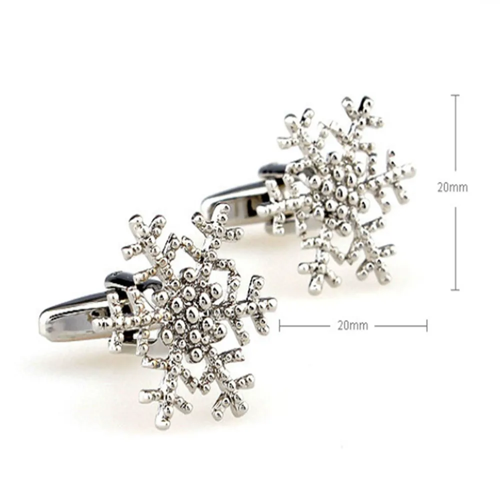 1 Pair Crystal Snowflake Cufflinks For Mens Shirt Brand Cuff Buttons Abotoaduras Gemelos Links And Gift Box | Украшения и
