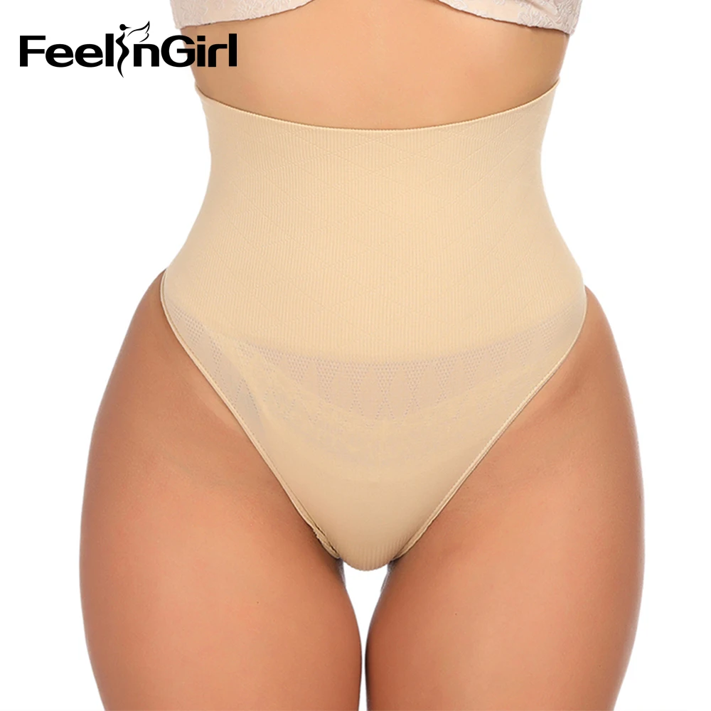 FeelinGirl, высокая талия, тренажер, контроль живота, талия, Cincher, женское белье, Корректирующее белье, слиммингтонг, стринги, подтягивающие попки, бесшовные трусики