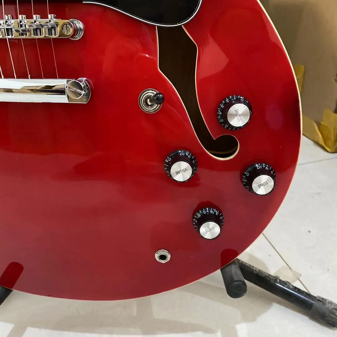 

Translusent Red semi hollow boday electric guitar Jazz electric guitar Free shipping