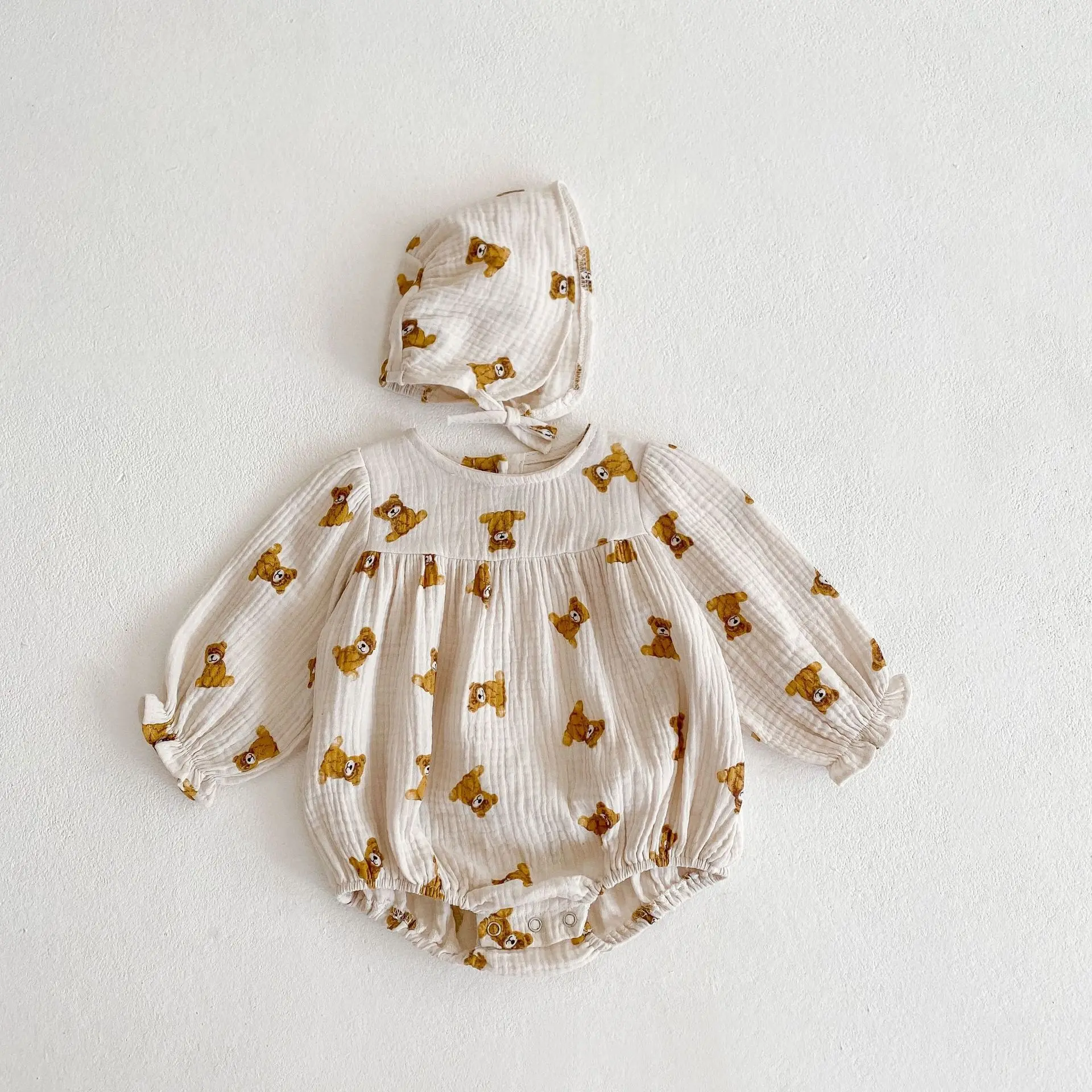 

Новинка Весна 2022, боди с фотографией, летняя одежда для новорожденных из хлопка и льна, милый комбинезон для маленьких мальчиков + шапка, 2 пр...