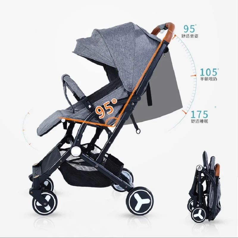Multifunction portable Folding Can Sit And Lie Children's Four wheel trolley Baby Stroller Bicycle Reclining Shading Seat 2023