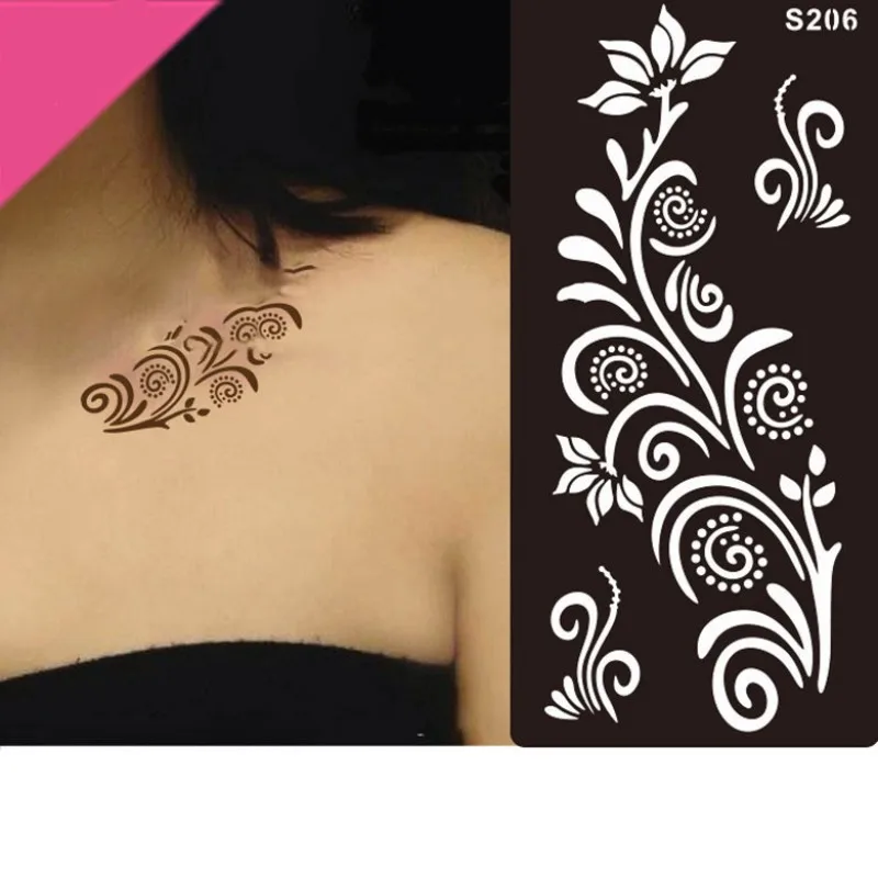 Временная Аэрограф трафарет для татуировки хной женщин водостойкий рисования