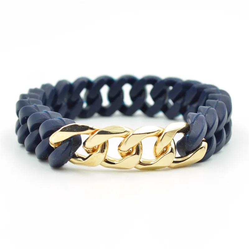 

Personality Silicone Cuban Bracelet Women Men's Candy Colors Hip Hop Bracelet Casual Sport Bangle Unisex Hip Hop Jewelry Gifts