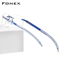 fonex rimless glasses men 2021 prescription square eyeglasses frame frameless silicone screwless myopia optical eyewear f1003