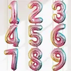 32-дюймовые большие радужные цветные цифры, фольгированные воздушные шары, украшение для дня рождения, детский Гелиевый шар для вечеринки в честь будущей мамы 2021