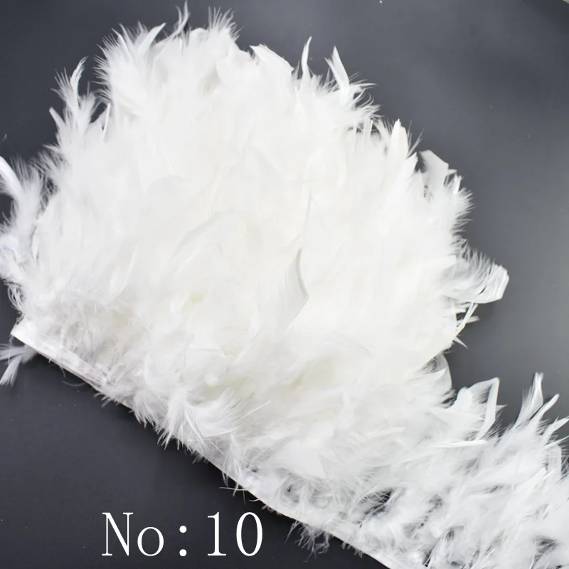 width10-15cm 1 м/лот, белые страусиные перья, отделка, бахрома, перья петуха, лента для рукоделия, швейная одежда, свадебные украшения - Цвет: width10-15cm