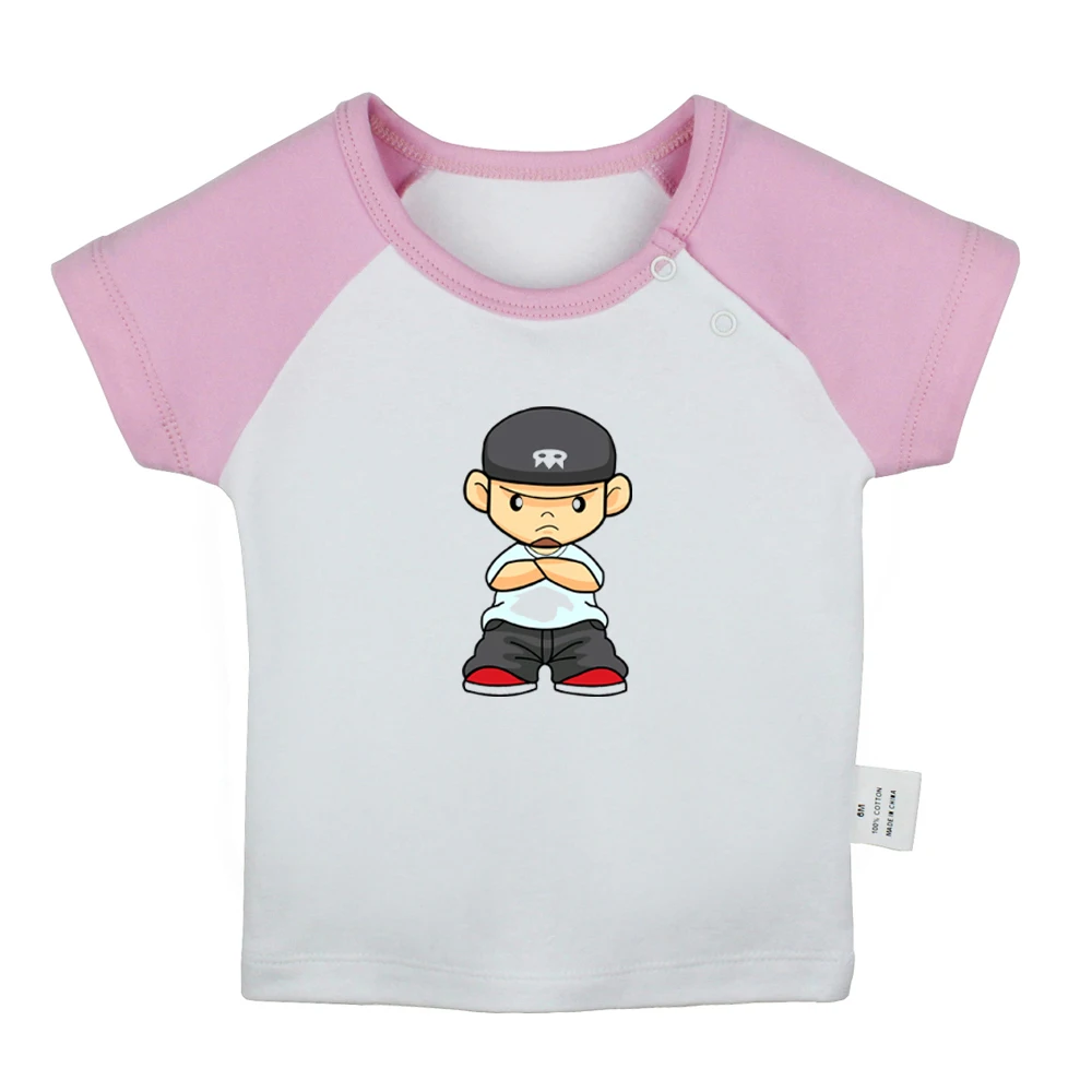 Стильные уличные футболки для новорожденных в стиле хип-хоп с изображением