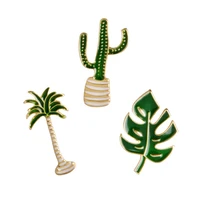 green plant coconut tree mexican cactus leaf metal brooch pins diy button pin denim pin badge gift jewelry
