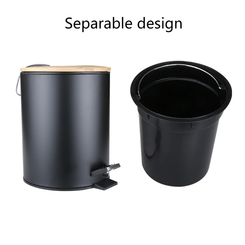

Bamboo Flip Step Trash Can Garbage Bin Rubbish Waste Container Bathroom Kitchen