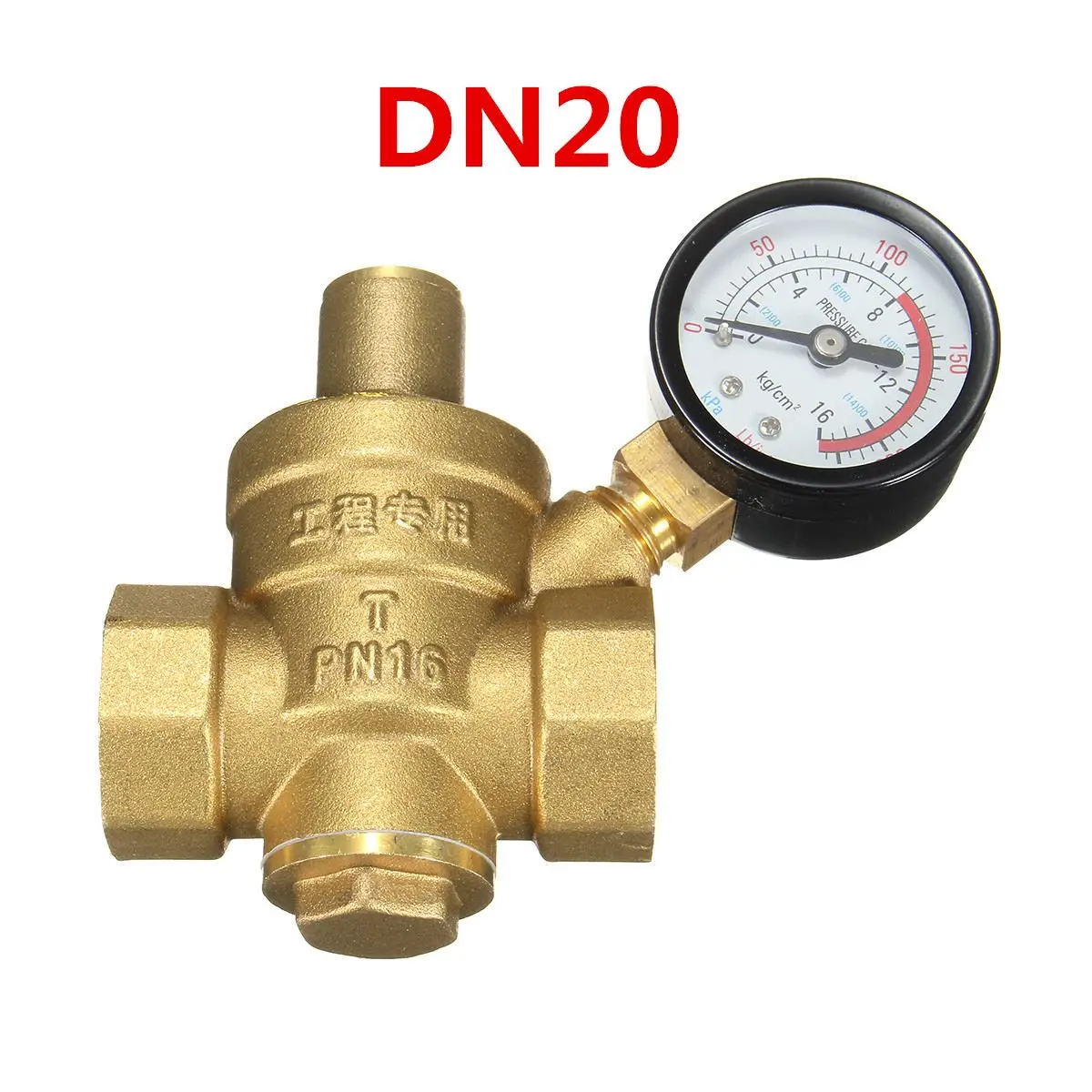

Регулятор давления воды 3/4 дюйма, латунь, редуктор регулятора PN 1,6, регулируемый DN20 NPT для гидравлического/водоочистителя с манометром