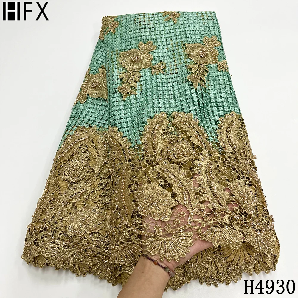 HFX Высококачественная роскошная кружевная ткань ручной работы из бисера 2021