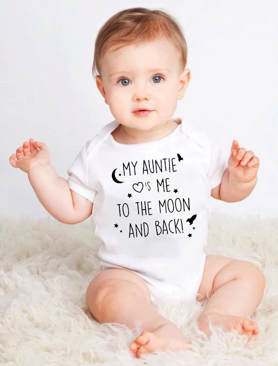 Комбинезон для новорожденных с принтом My Auntie Love Me To The Moon and Back забавный комбинезон