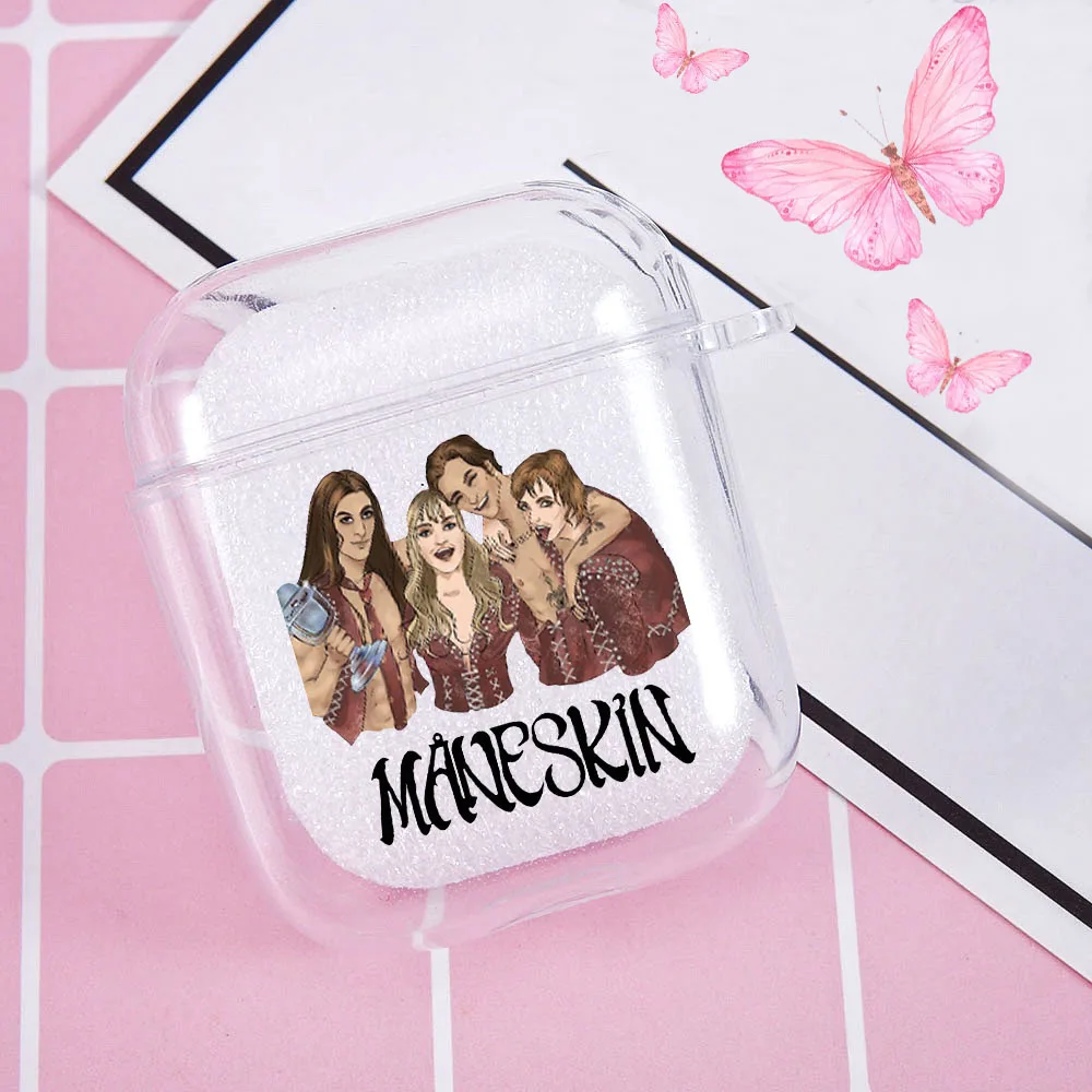 

Funny Maneskin Damiano David Soft Transparent Silcone Earphone Case for Airpods 1 2 Wireless Bluetooth Headphone Cover Coque