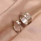 2 шт.компл. Романтические кольца-бабочки для пар, модные открытые кольца из нержавеющей стали, набор колец для помолвки, свадебные ювелирные изделия, подарки