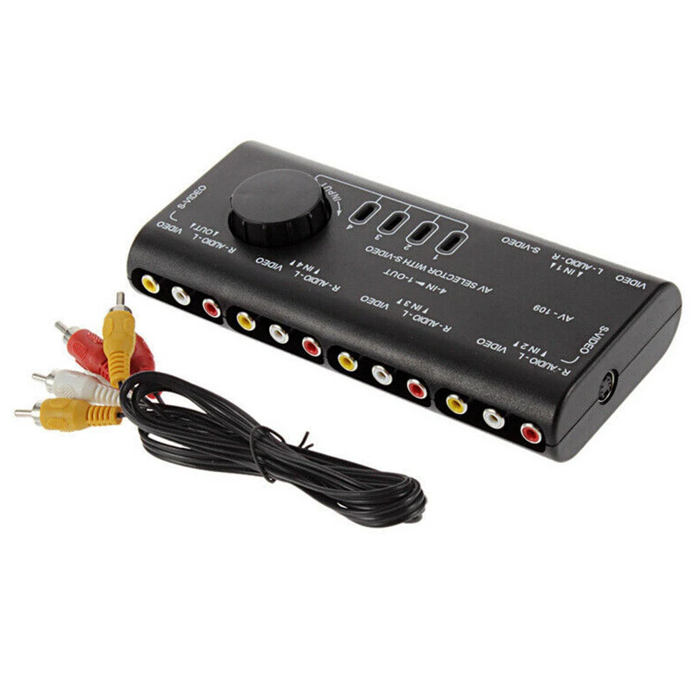 

Selector Audio Video Anti Interference Professional Portable Signal Splitter 4 In 1 Out ABS TV DVD RCA Switch Box Easy Apply