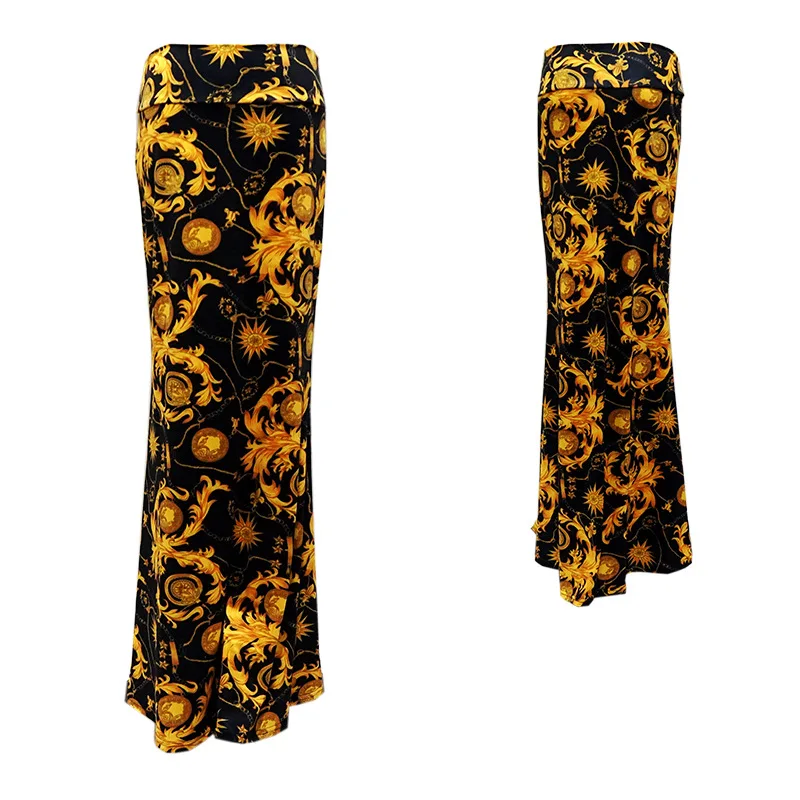 3XL Spring Summer A-Line Elastic High-waist Long Pencil Skirt for Women 2021 Printed Maxi Skirt Faldas Largas Mujer Para Fiesta images - 6