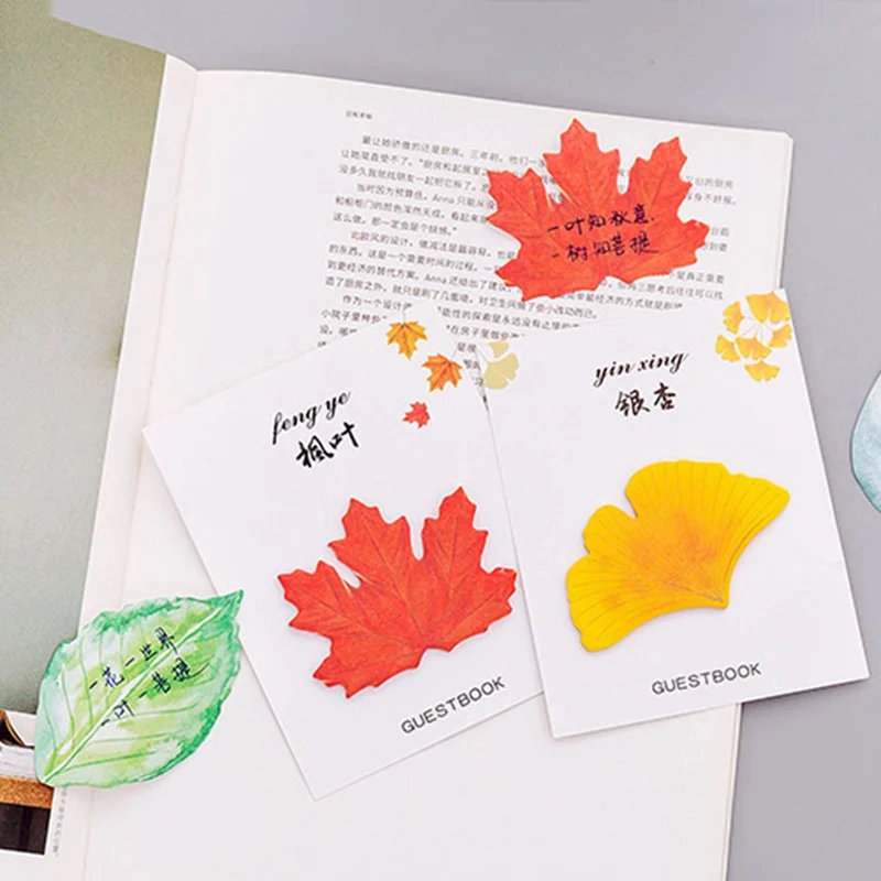 Cute Kawaii Natural Plant Leaf Sticky Note Memo Pad Office Planner Sticker Paper Korean Stationery School Supplies |