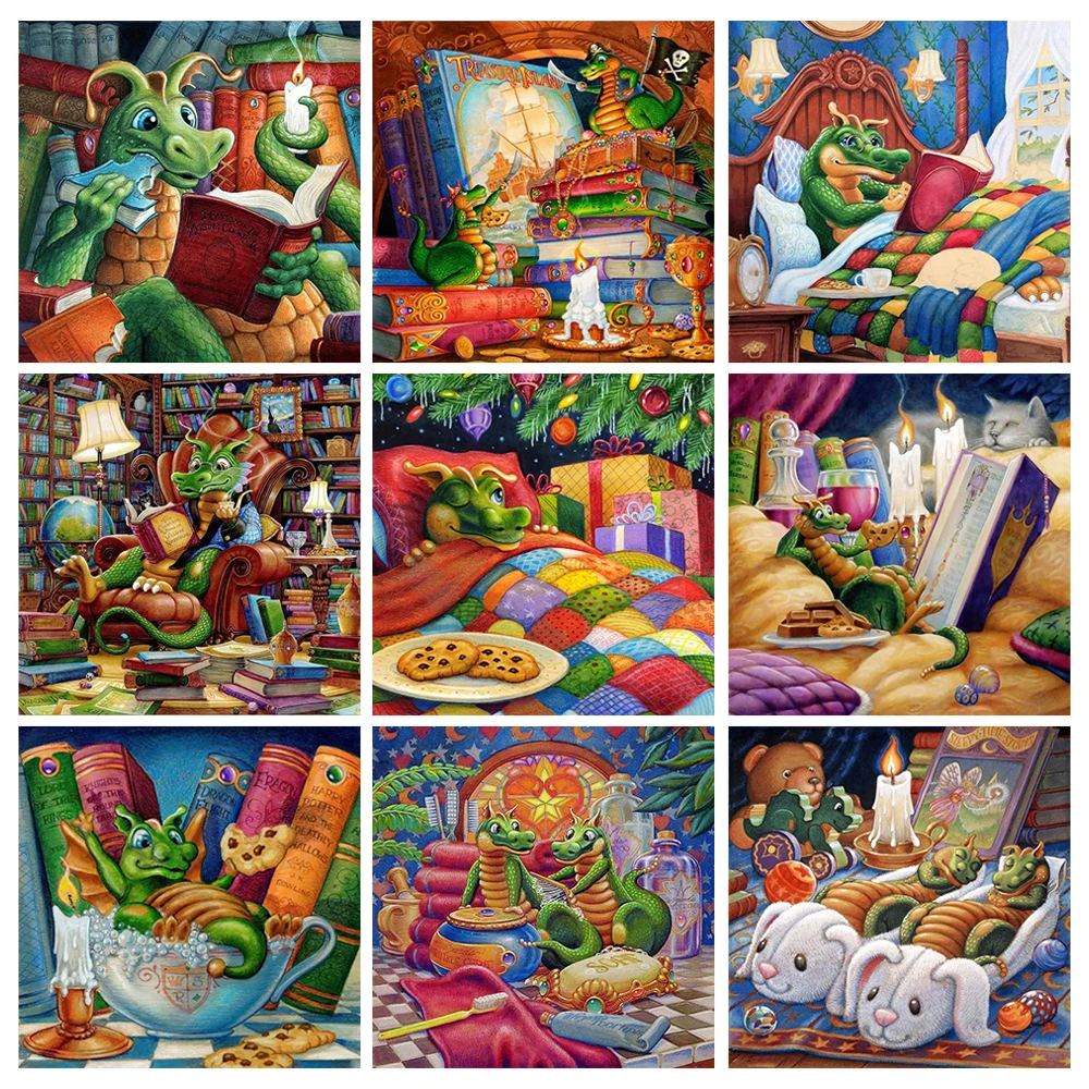 

Алмазная 5D картина «динозавр», полноразмерная мозаика с мультяшными животными, вышивка крестиком «сделай сам», украшение для дома