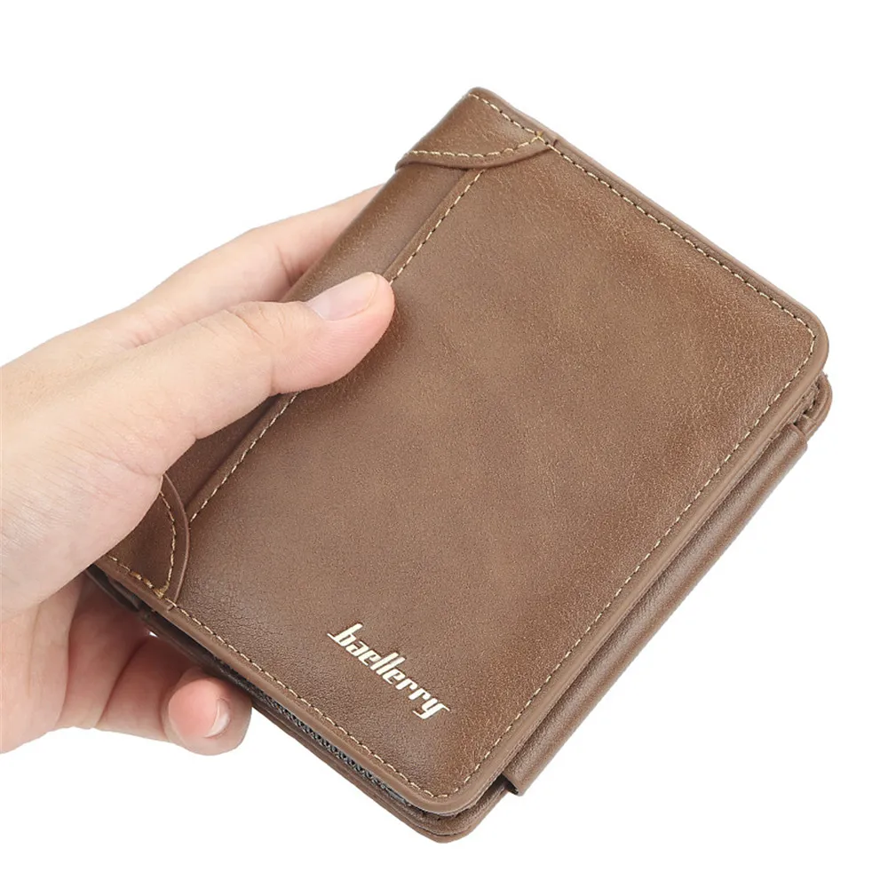 

Mens Pu Leather Zipper Wallet Card Holder Bifold Coin Purse Bank Card Holder Case Wallet