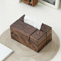 nordic creative black walnut paper box solid wood tissue box japanese living room wooden multifunctional storage box