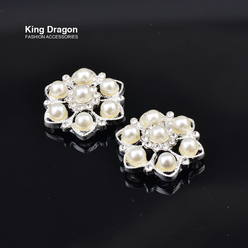 Пуговицы с жемчугом и стразами King Dragon 25 мм 10 шт./лот серебристого цвета KD586 | Дом