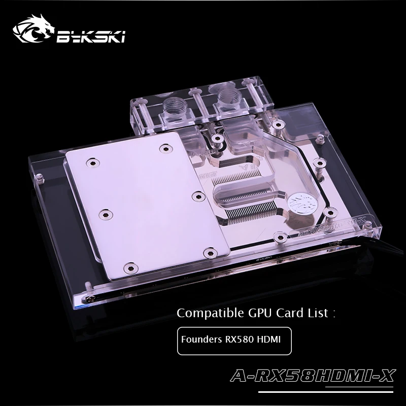Bykski GPU водный блок для основателей, открытая версия RX580 HDMI Поддержка AURA материнская плата 5v 3pin, 12v 4pin световой порт A-RX58HDMI-X