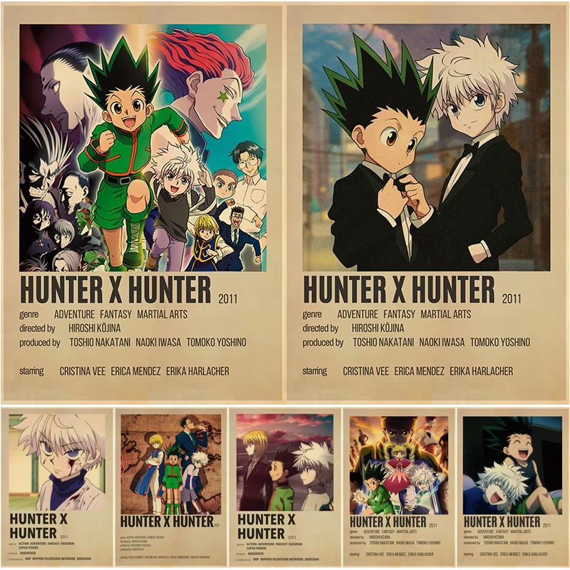 

Постеры Классические в стиле японского аниме Hunter X Hunter, ретро, крафт-бумага, «сделай сам», Декор для дома, бара, кафе, картина, подарок, печать, ...