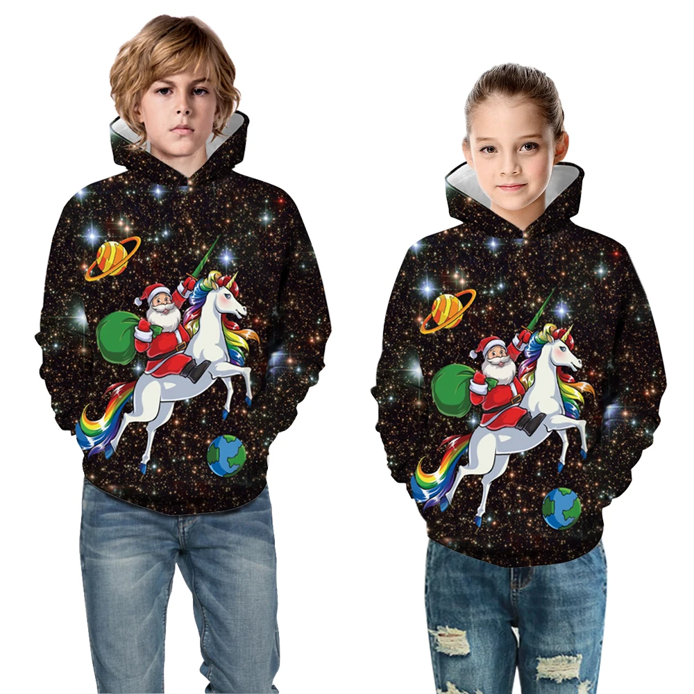 Худи с длинным рукавом на Рождество для мальчиков девочек детей малышей