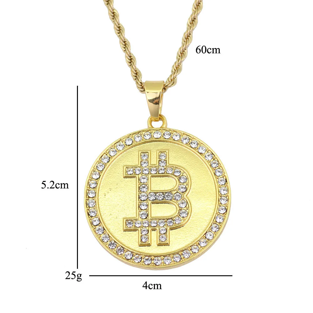 Полный со льдом сплав AAA стразы Bling Бит монета ожерелье модные сапоги в панковском