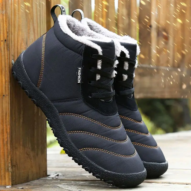 Зимние ботинки мужские кроссовки ботильоны теплые плюшевые непромокаемые