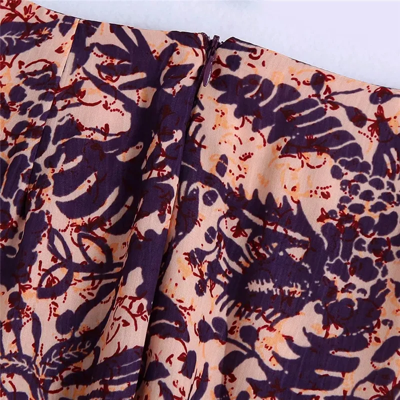 

TRAF Za Print Midi Skirt 2021 High Waist Skirt Women Beach Sarong Skirts Vintage Long Skirt Woman Summer Split Wrap Skirts