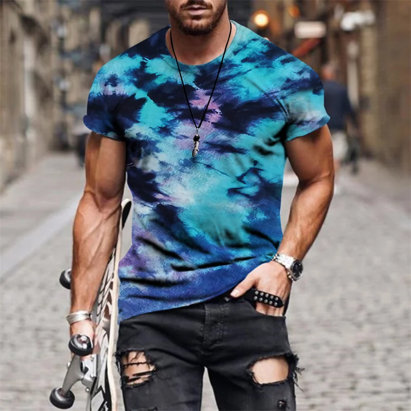 

Colorful T-shirt for Men Full Printed Tees Short Sleeve Tops Summer Casual Shirts Men Clothing Tops Tee Summer Crew Neck 3D 6XL