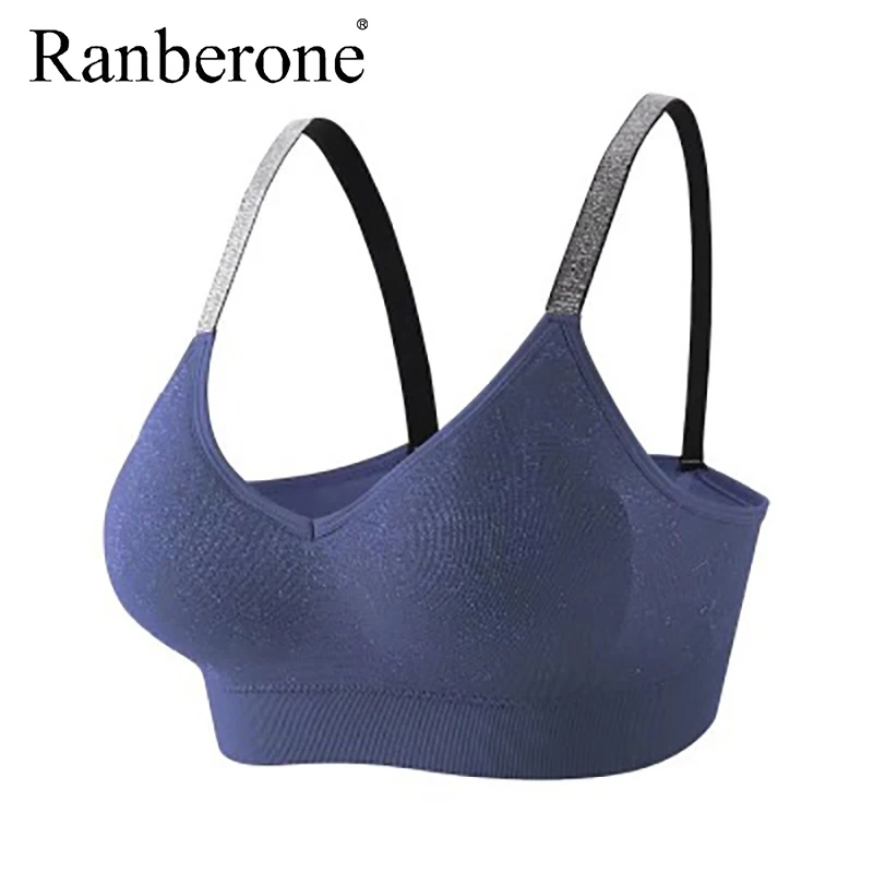 Ranberone Sports Bra Women Fitness Tops Seamless Yoga Bra Women Solid Quick Dry Padded Seamless Gym Top Push Up Sport Bra Tops