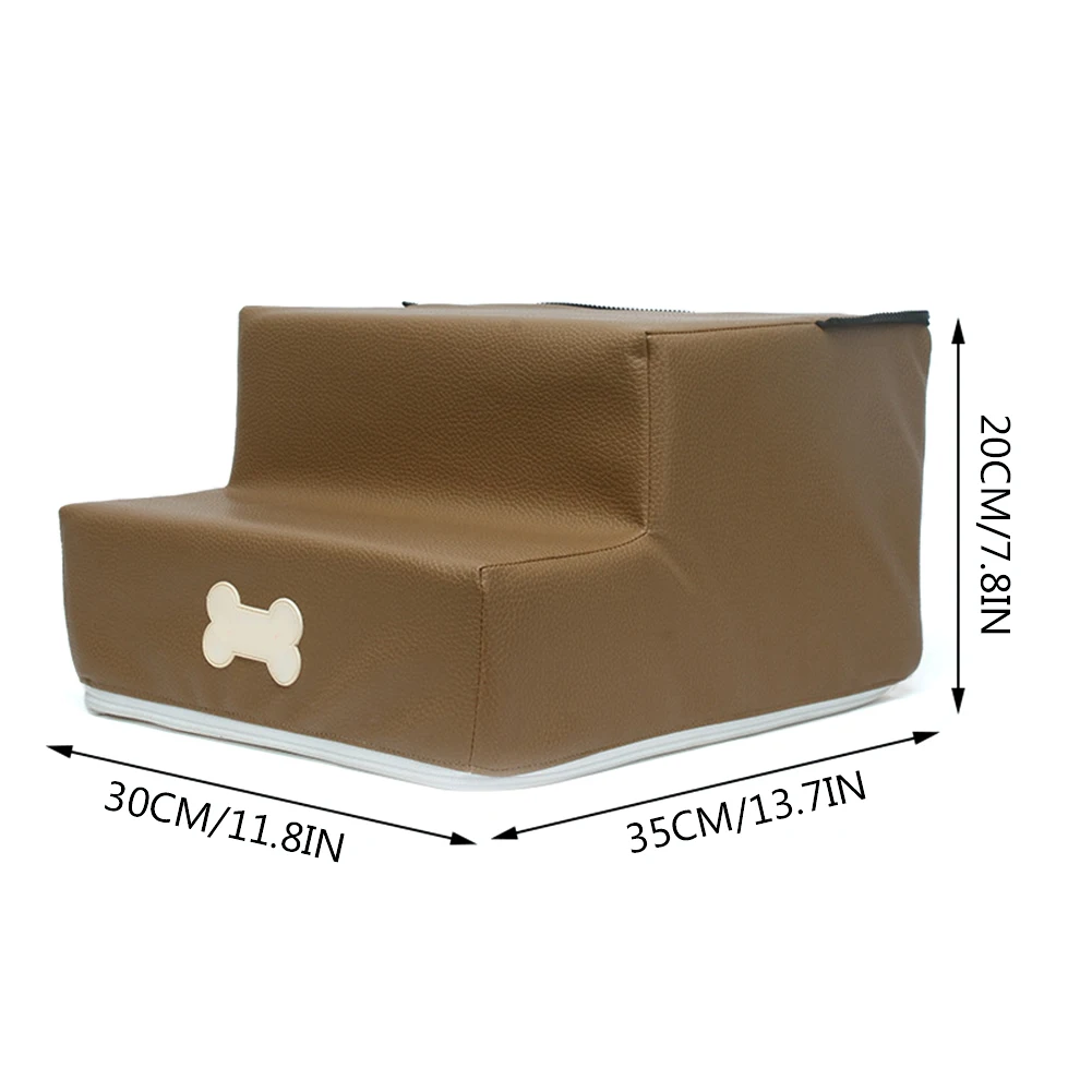 

2-storey Pet Dog Stairs Steps Dog Stair Cat Dog Ladder Stairs 2 Steps PU Leather Case #W0