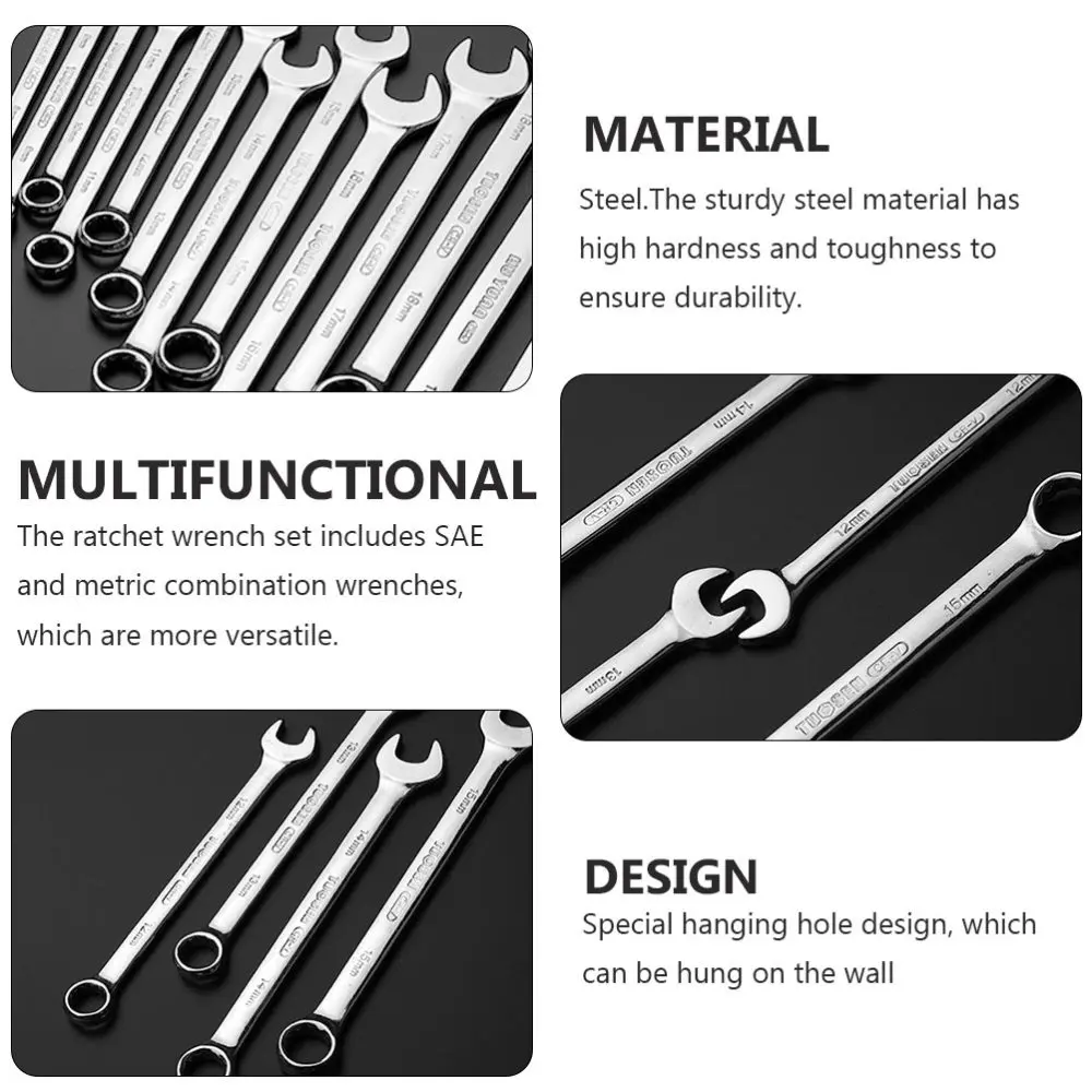 

14 Pcs 8-24MM Adjustable Ratchet Wrench Home Professional Repair Wrench Tool Set