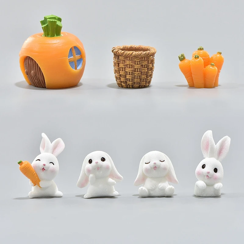 

Rabbit Easter Hare Animal Figurine Resin Craft Mini Bunny Garden Ornament Cake Accessories Home Desk Office Decoration