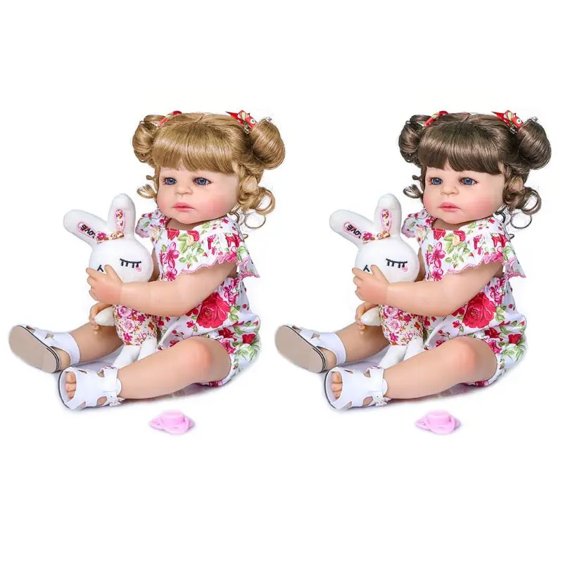 

Реалистичная кукла 55 см, полностью мягкая виниловая игрушка для малышей, Реалистичная милая девочка, кролик, сопровождающая игрушку, подаро...