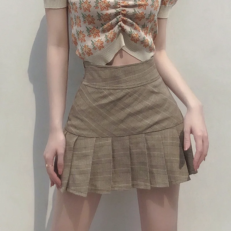 

Юбка Egirl Cyber Y2k Женская, Модная тонкая плиссированная юбка-трапеция в клетку, в стиле Харадзюку, с принтом в виде надписи «эмо»