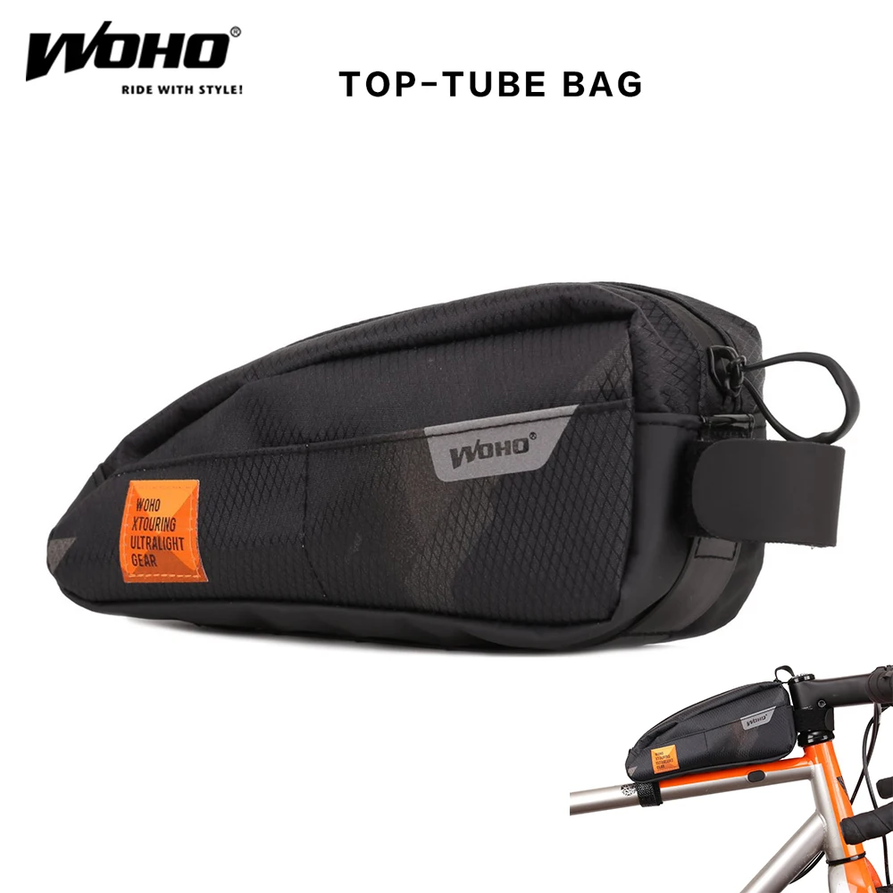 WOHO "XTOURING" BIKEPACKING ULTRALIGHT TOP-TUBE BAG IRON GRAY, Cycling Bicycle Bags for MTB ROAD