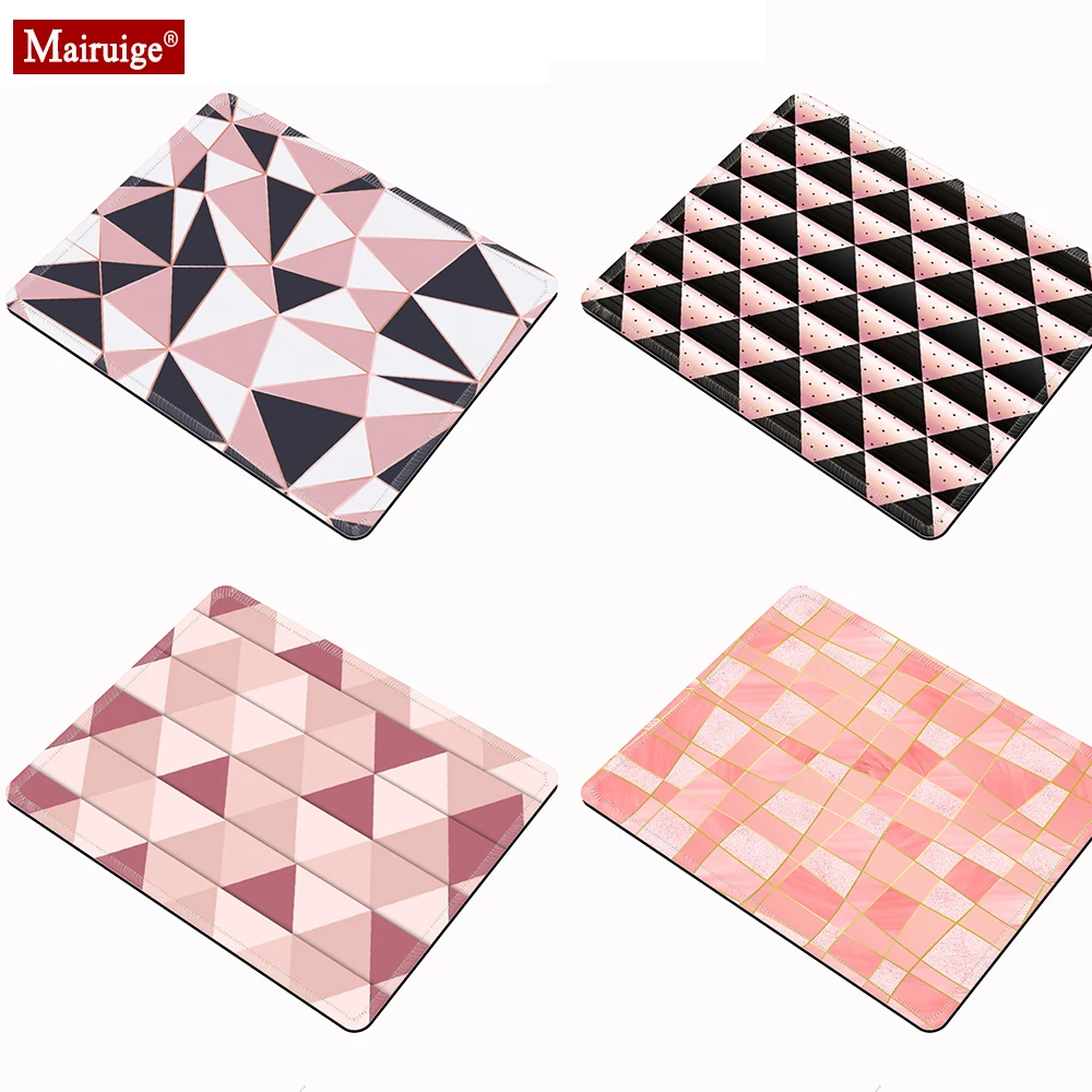 

Pink mouse pad cute marble diamond geometric texture small mouse pad desk pad computer gaming mouse pad 18x20cm