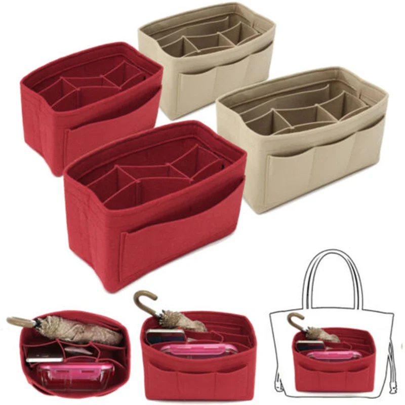 

Purse Organizer Felt Bag Insert Organizer Multi-pockets Detachable Purse FEA889