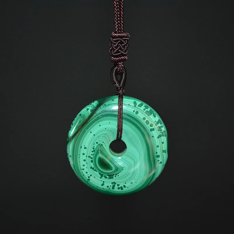 QIANXU малахитовое ожерелье кулон круг Малахитовый нефрит ювелирные украшения