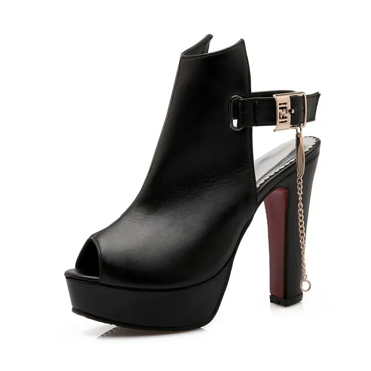 

Big fish mouth large size 40-43 waterproof platform high heel sandals