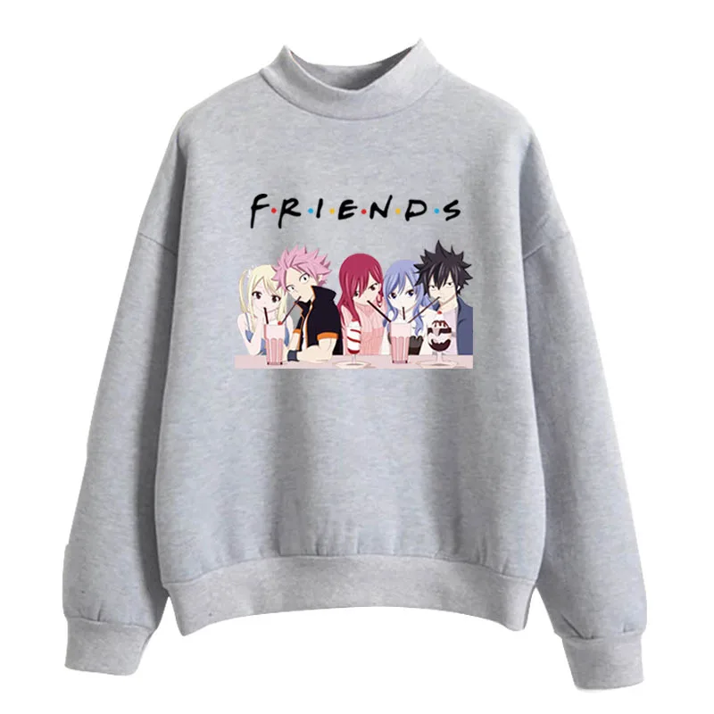 

2021 new autumn and winter new Harajuku trend mid-collar candy color couple outfit fairy tail friend print logo casual cute swea