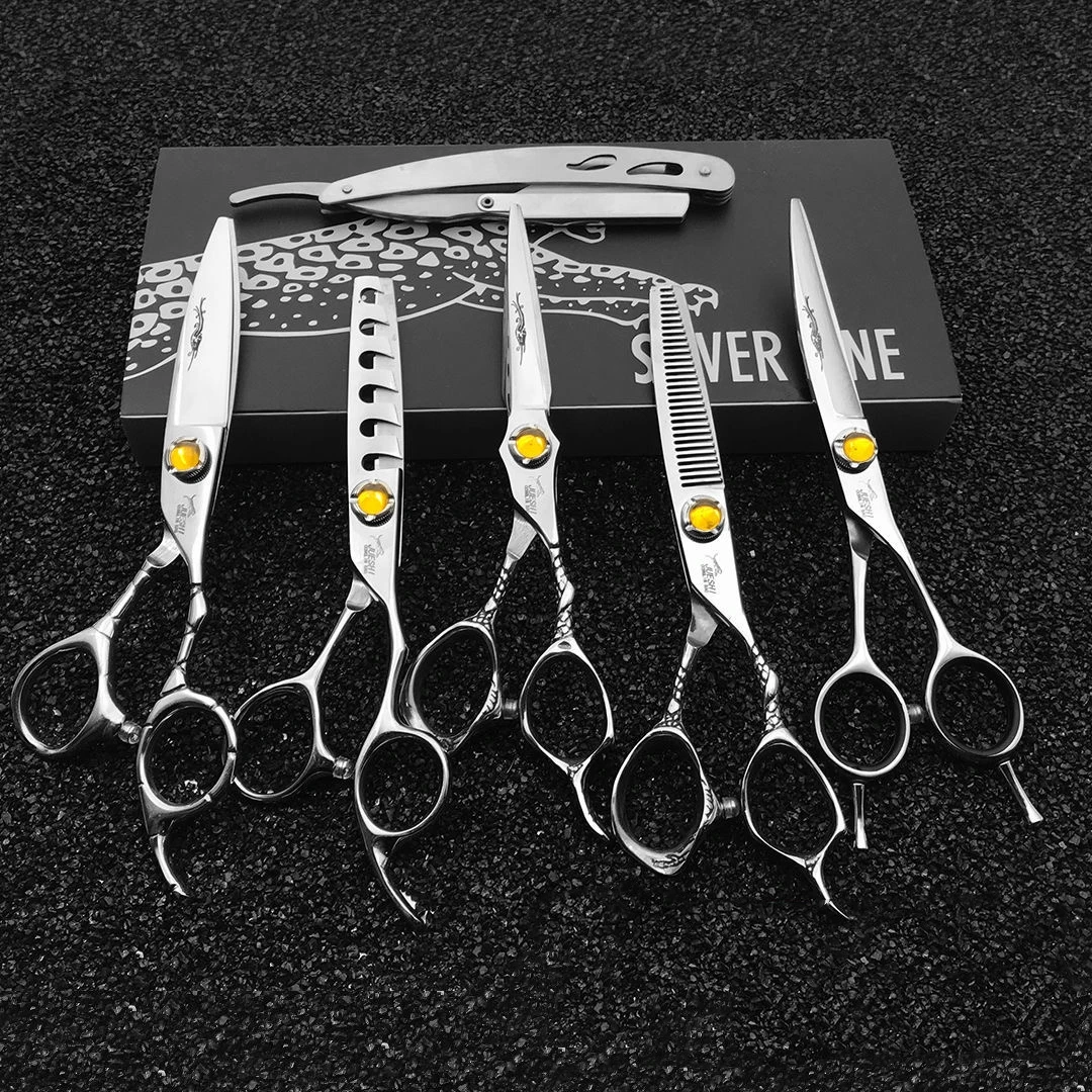 

6 Professional Hair Salon Structure Scissors Set Cutting Barber Haircut Thinning Shear Scissors Hairdressing Hair Tools Scissors