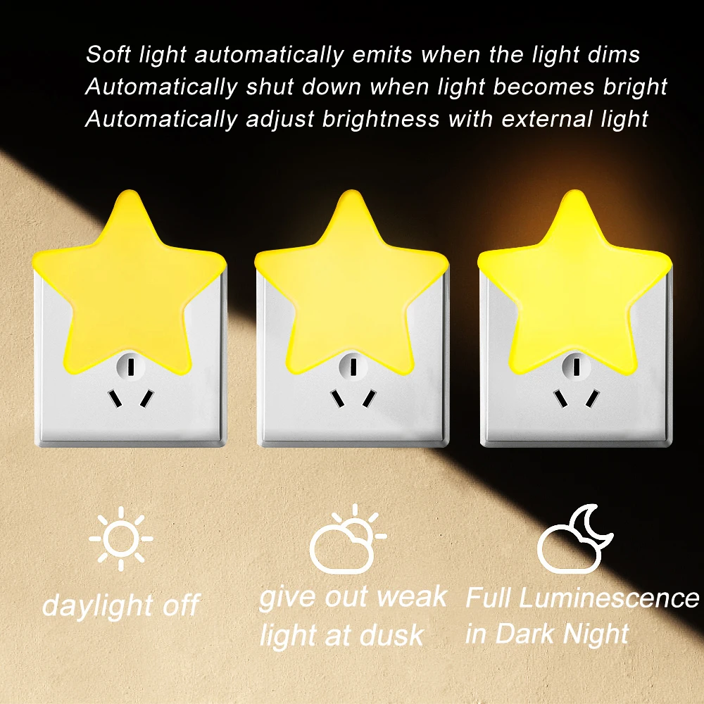LED Sensor Control Night Light Mini Star With EU/US Plug for Dark Sleeping Bedside Lamps | Лампы и освещение